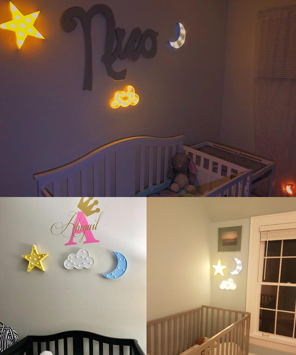 Twinkle Stars Cloud, Moon, Star LED Light for Home Decor, Walls, Backdrops, Desks, Night Light (Battery Operated)