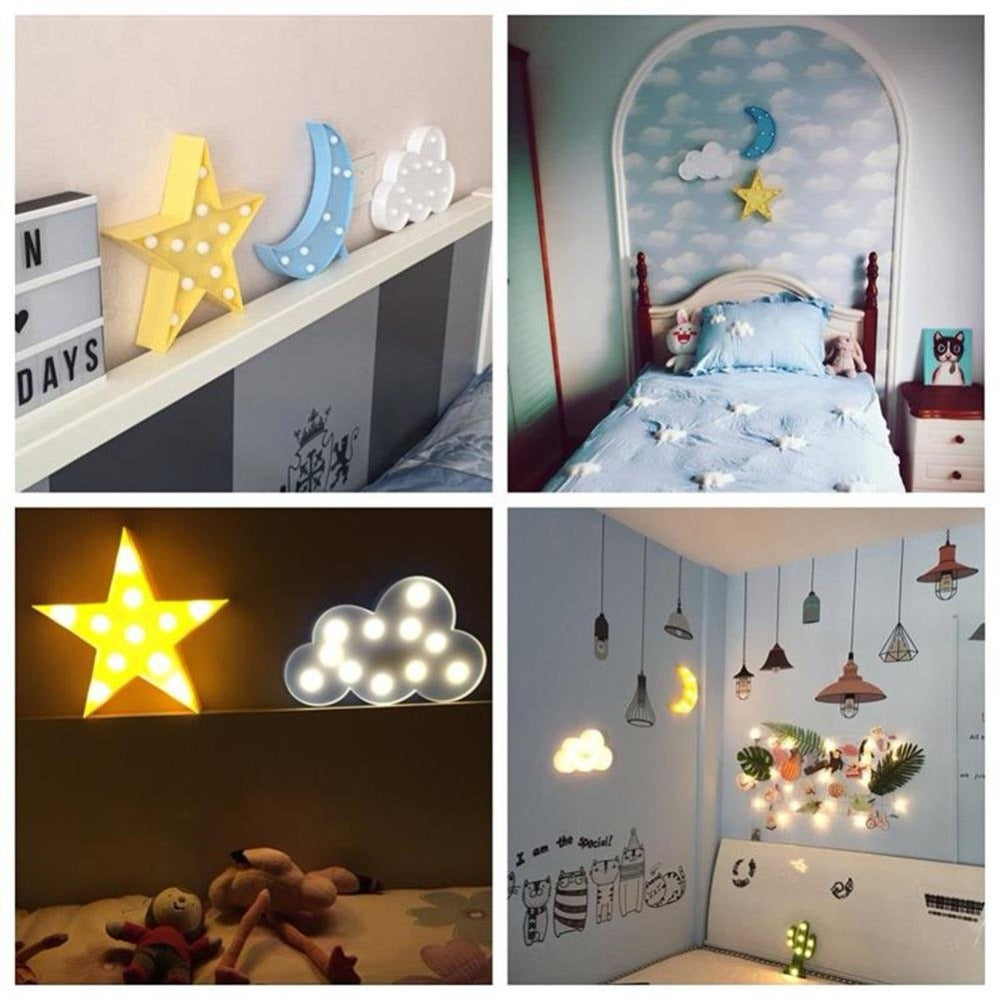 Twinkle Stars Cloud, Moon, Star LED Light for Home Decor, Walls, Backdrops, Desks, Night Light (Battery Operated)