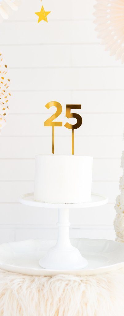 Gold Acrylic Cake Topper Numbers 0 thru 9 (1 Piece)