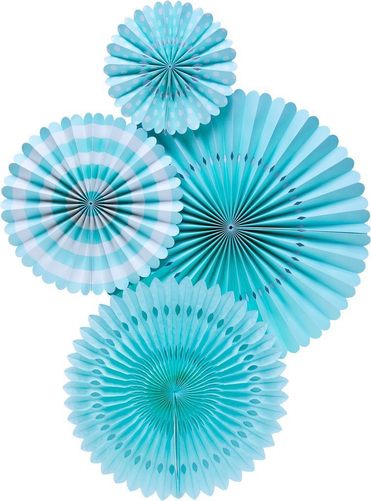 4 ct. - Party Paper Fans (Aqua)