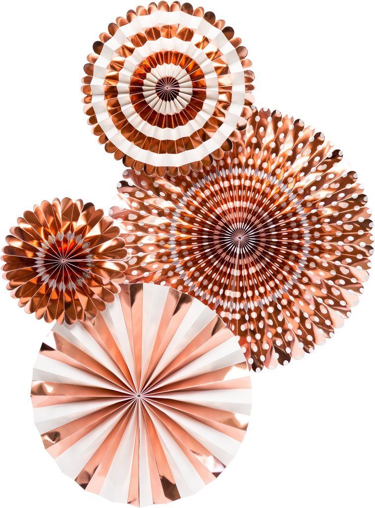 4 ct. - Party Paper Fans (Rose Gold)