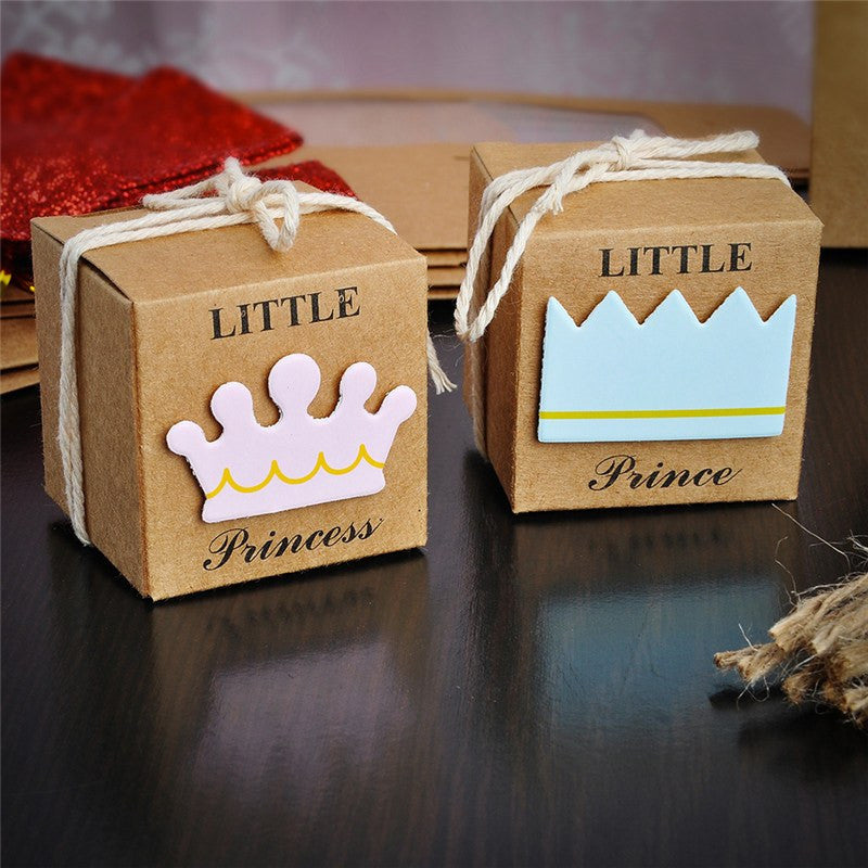 2" x 2" Princess & Prince Favor Boxes with Jute Rope (12 pieces) - Americasfavors