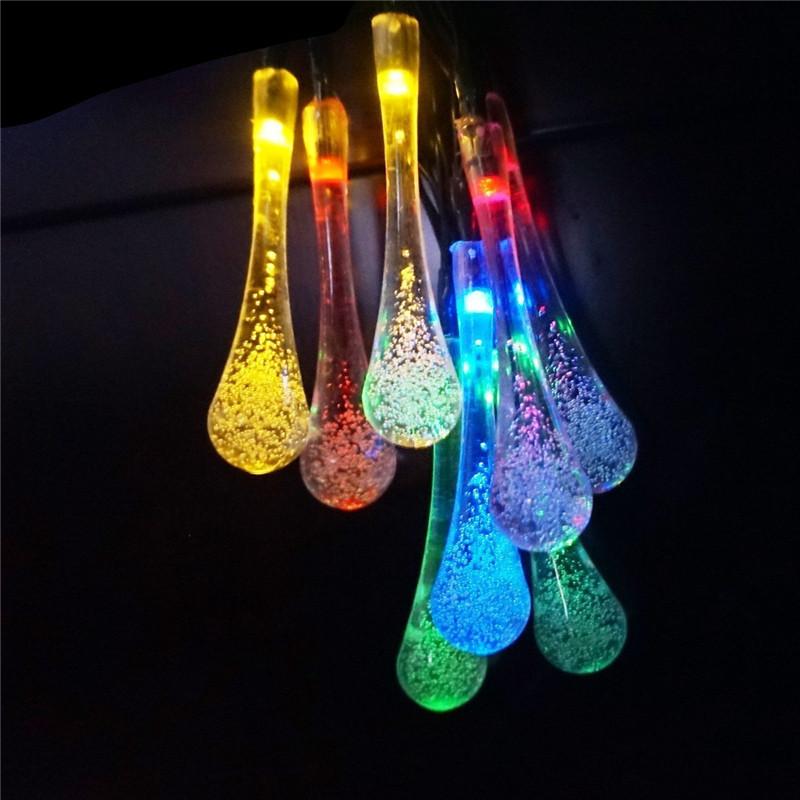 LED Solar Powered String Water Droplets Lights Outdoor Decoration (30 LED with 8 Modes)