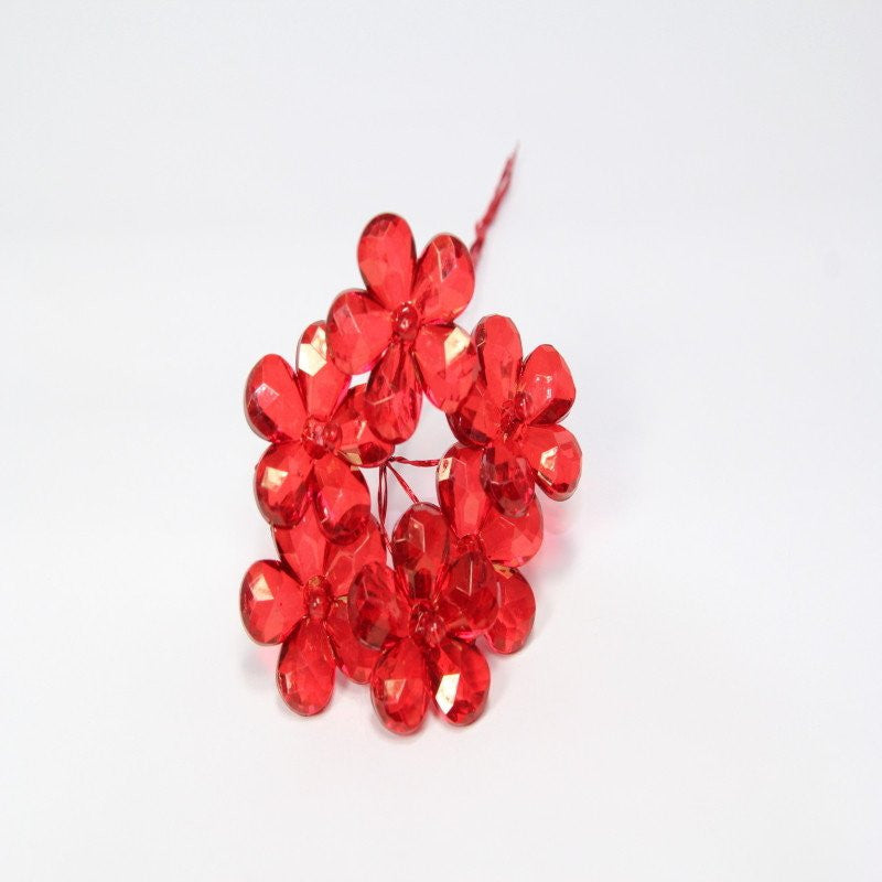 36 pcs (6 bunch)- Red Acrylic Daisy