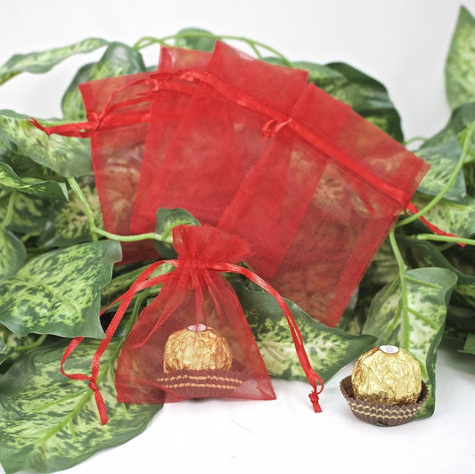 12 pcs-Red Organza Pouches 3"x 4"