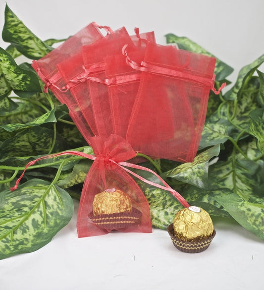 12 pcs-Rose Red Organza Pouches 3"x 4"