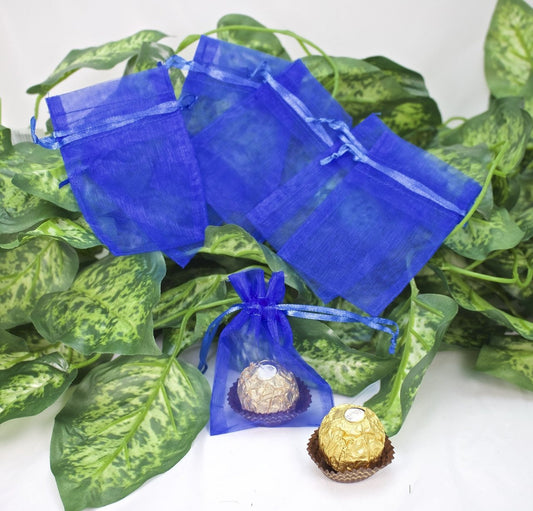 12 pcs-Royal Blue Organza Pouches 3"x 4"