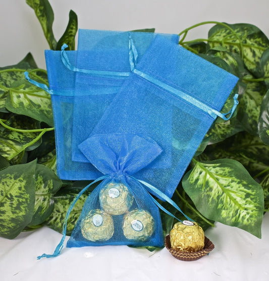 12 pcs-Turquoise Organza Pouches 4Ì__Ì__åÎå x 5Ì__Ì__åÎå