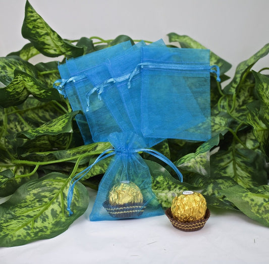 12 pcs-Turquoise Organza Pouches 3"x 4"