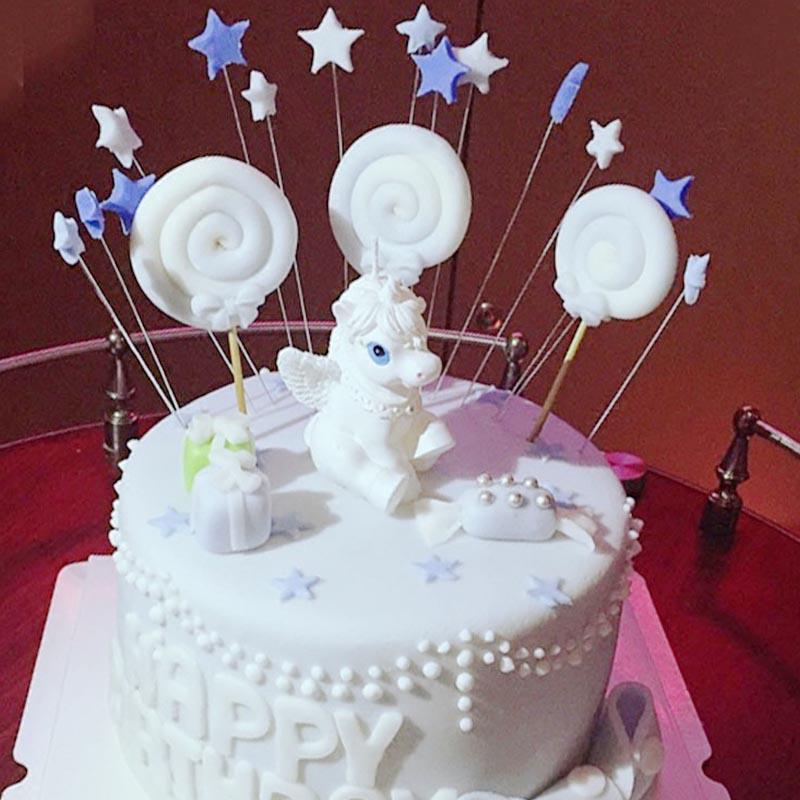 White Magical Unicorn Birthday Cake Topper Candle (1 piece)