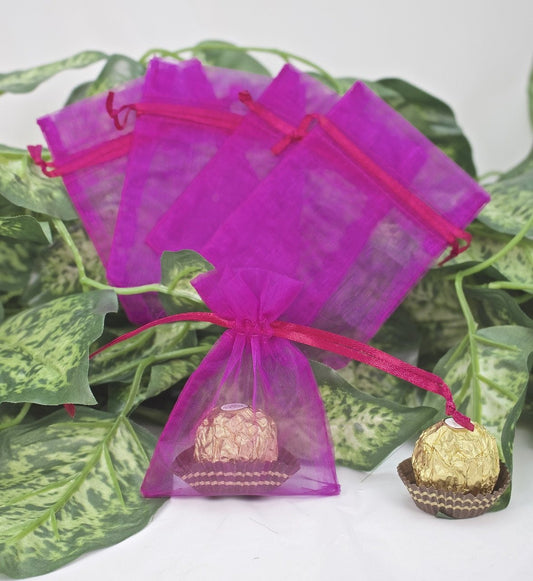 12 pcs-Violet Organza Pouches 3"x 4"