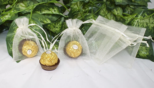 12 pcs-White Pouch Organza Pouches 3"x 4"