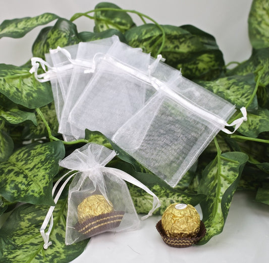 12 pcs-White Organza Pouches 3"x 4"