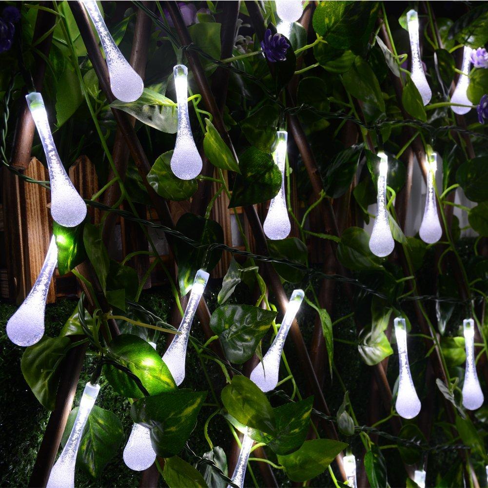 LED Solar Powered String Water Droplets Lights Outdoor Decoration (30 LED with 8 Modes)