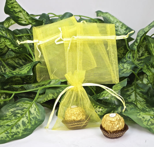 12 pcs-Yellow Organza Pouches 3"x 4"