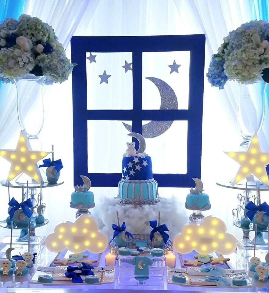 Moon and stars baby best sale shower centerpiece