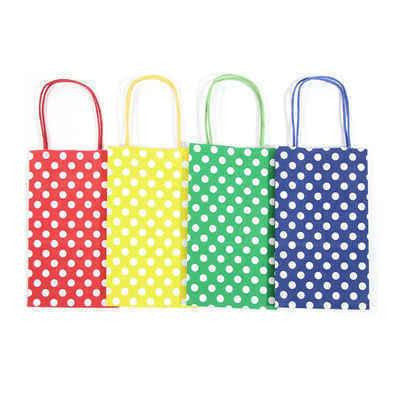 12 pcs- Polka Dots Assorted Primary Color Kraft Bags 8" x 10"
