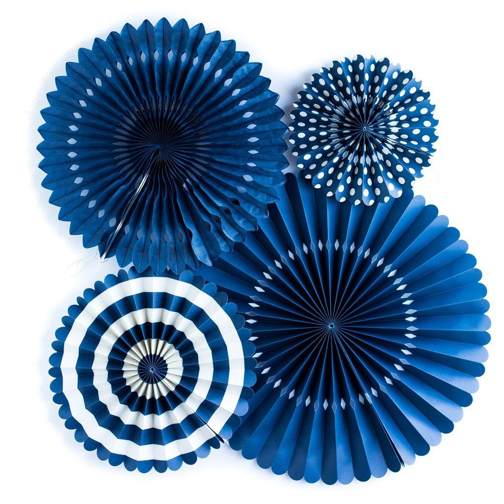 4 ct. - Party Paper Fans (Navy)