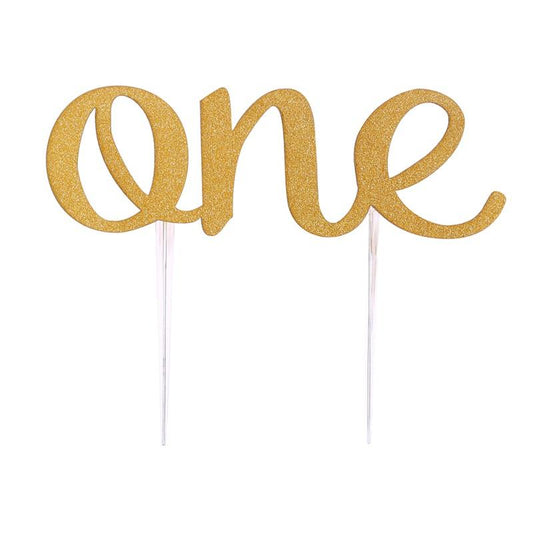 1 Ct- Gold Handmade 1st (One) First Birthday Cake Topper Decoration