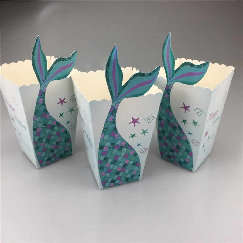 Mermaid Under The Sea Popcorn Boxes Party Favors Boxes (12 pcs)