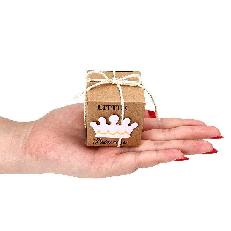 2" x 2" Princess & Prince Favor Boxes with Jute Rope (12 pieces) - Americasfavors