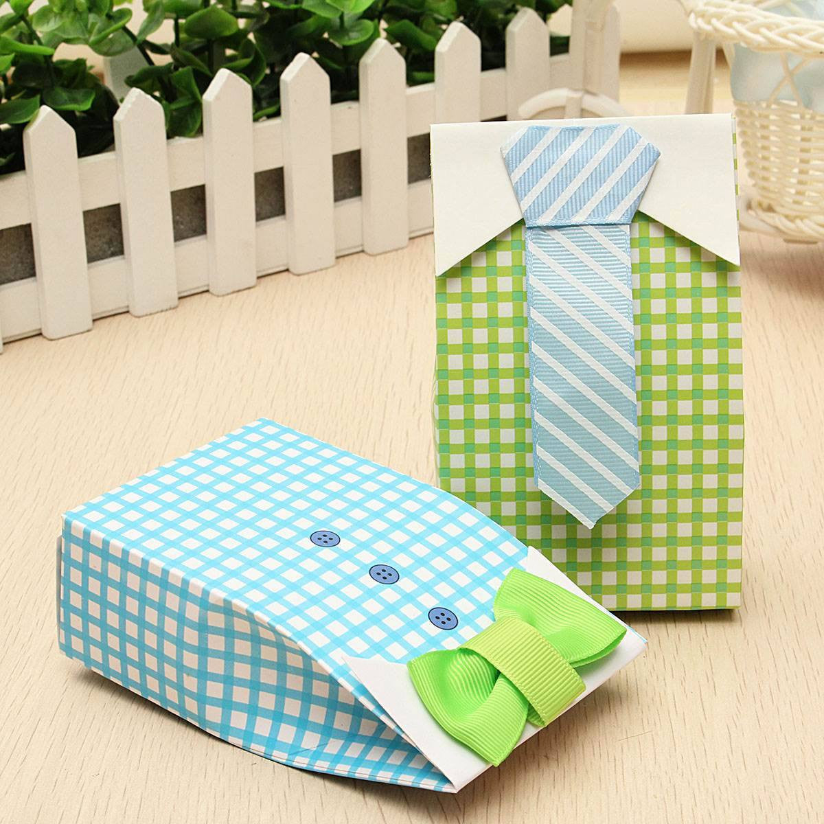 Baby Shower Shirt with Bow-tie & Shirt with Tie Favor Boxes (12 pieces) - Americasfavors