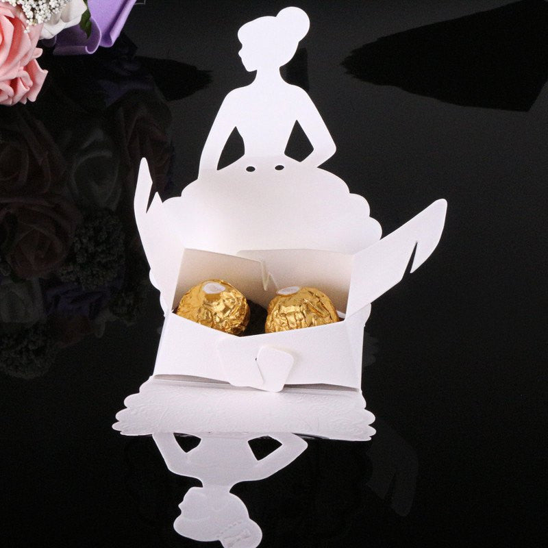 Silver & Gold Quinceanera Silhouette Favor Dress Boxes (12 pieces) - Americasfavors