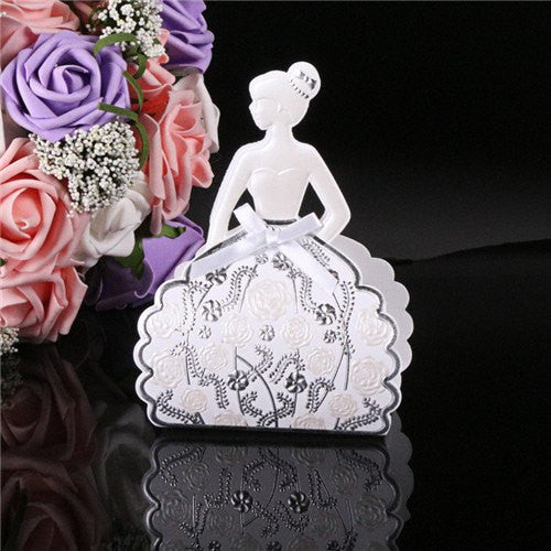 Silver & Gold Quinceanera Silhouette Favor Dress Boxes (12 pieces) - Americasfavors