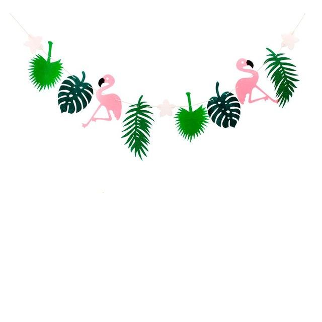 1 Ct- Flamingo, Pineapple & Leaves Tropical Theme Party Banner Decoration
