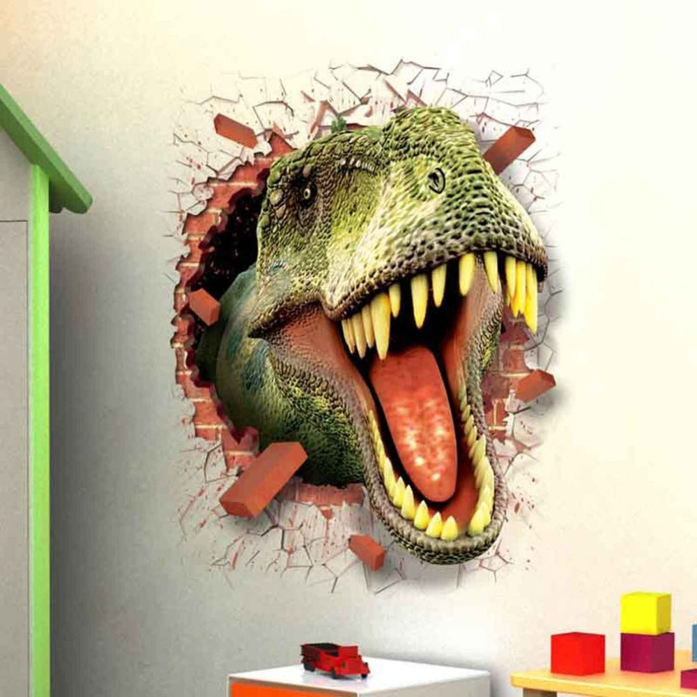 3D Cartoon Dinosaur Wall Sticker Home Decoration Backdrop