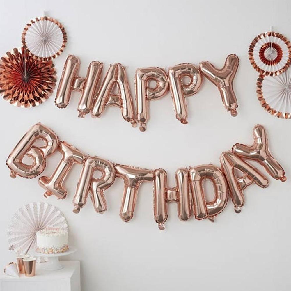 16" Happy Birthday Balloon Rose Gold Foil Balloons Birthday Party Decorations