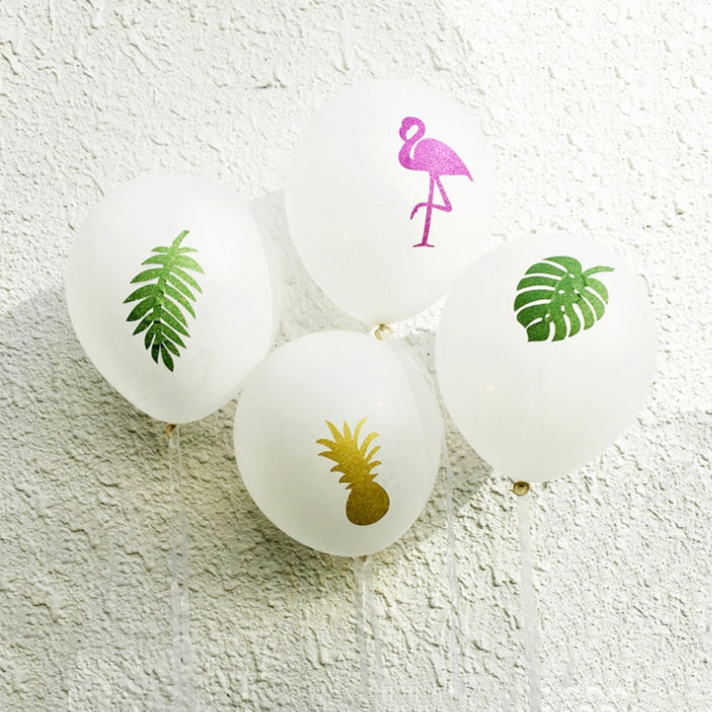 12 pcs- Tropical/ Hawaiian Flamingo & Tropical Party Balloons