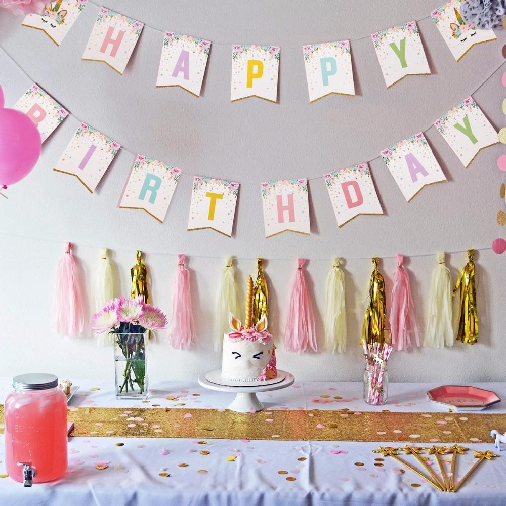 Pretty Happy Birthday Pastel Glitter Banner – Party Evolution