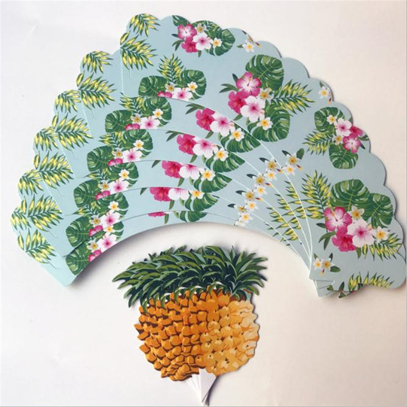 12 pcs - Tropical Cupcake Toppers and Wrappers Double Sided