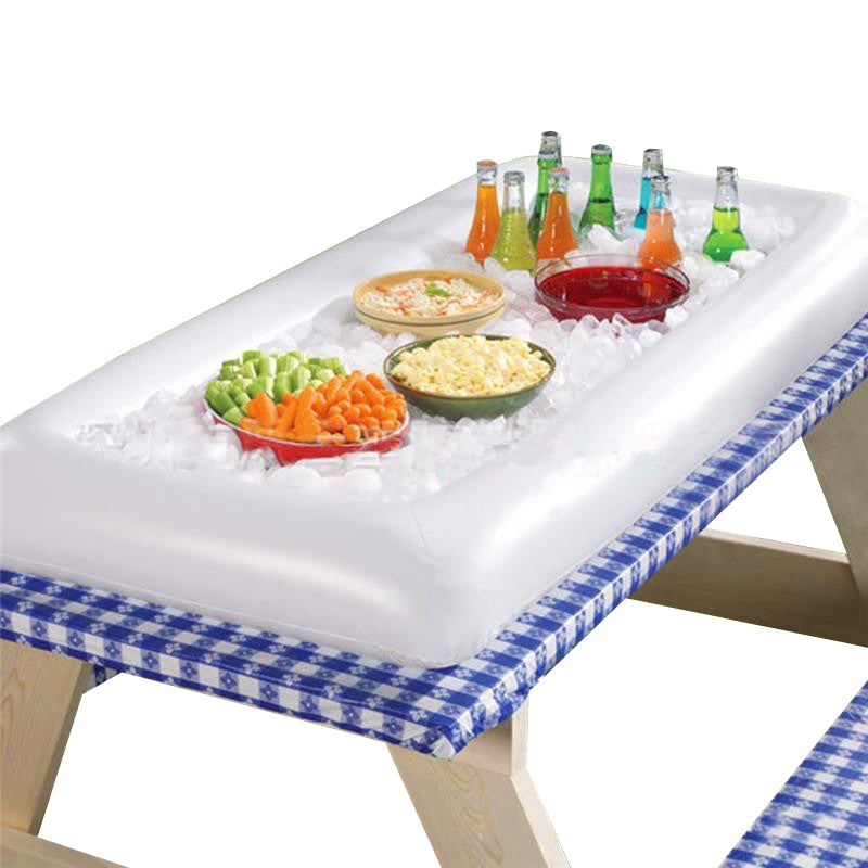 Inflatable Serving/Salad Bar Tray Food Drink Holder -- BBQ Picnic Pool Party Buffet Luau Cooler,with a drain plug