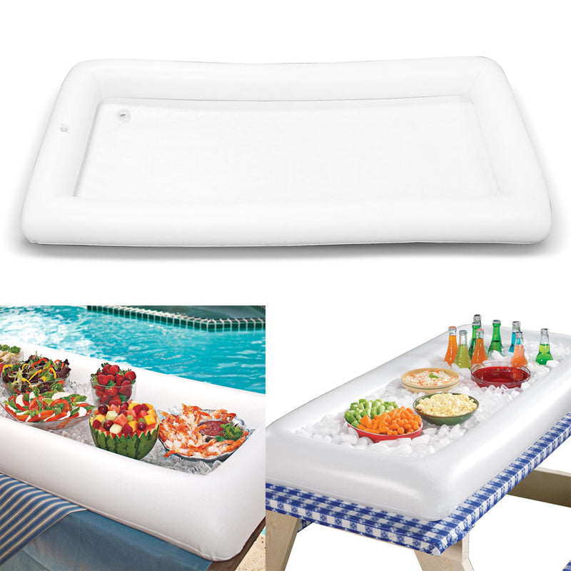 Inflatable Serving/Salad Bar Tray Food Drink Holder -- BBQ Picnic Pool Party Buffet Luau Cooler,with a drain plug