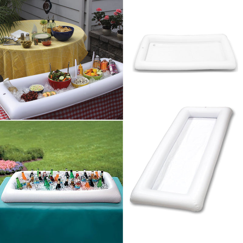 Inflatable Serving/Salad Bar Tray Food Drink Holder -- BBQ Picnic Pool Party Buffet Luau Cooler,with a drain plug