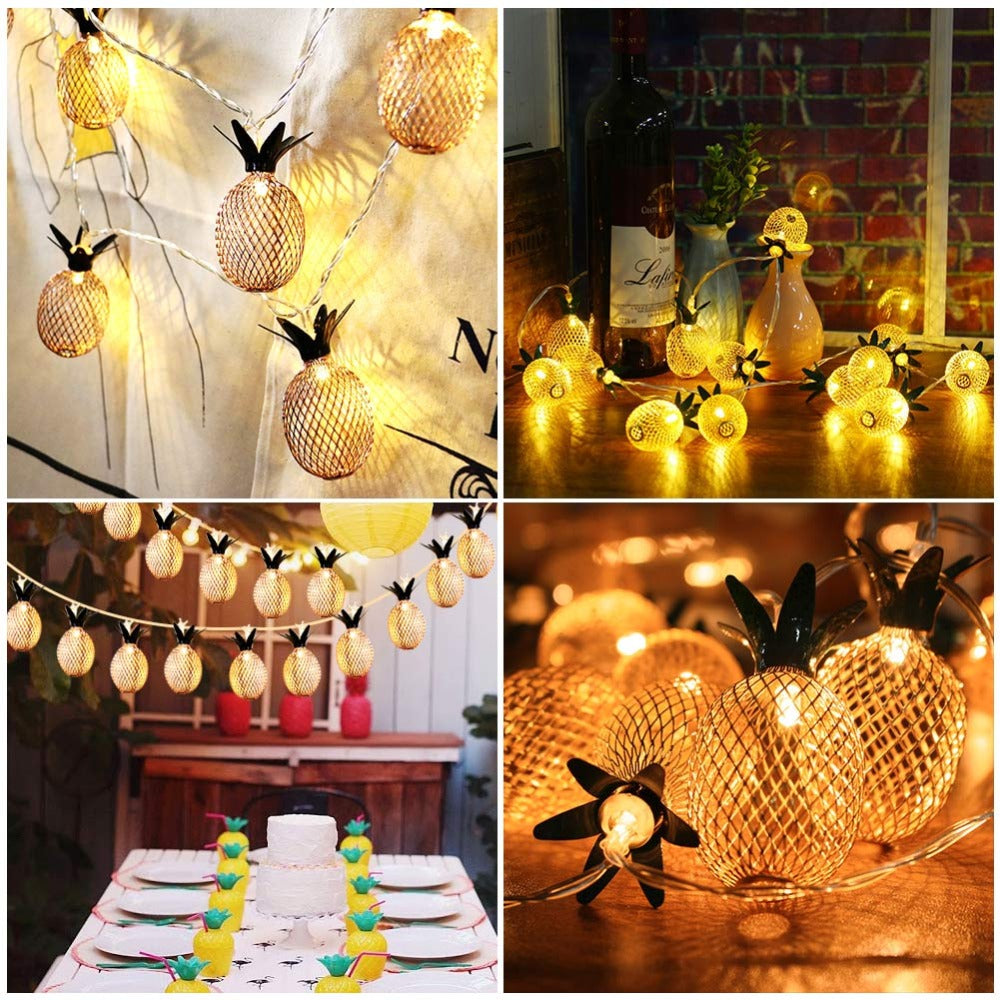 Metal Pineapple Party String Lights Battery Operated (5 feet)