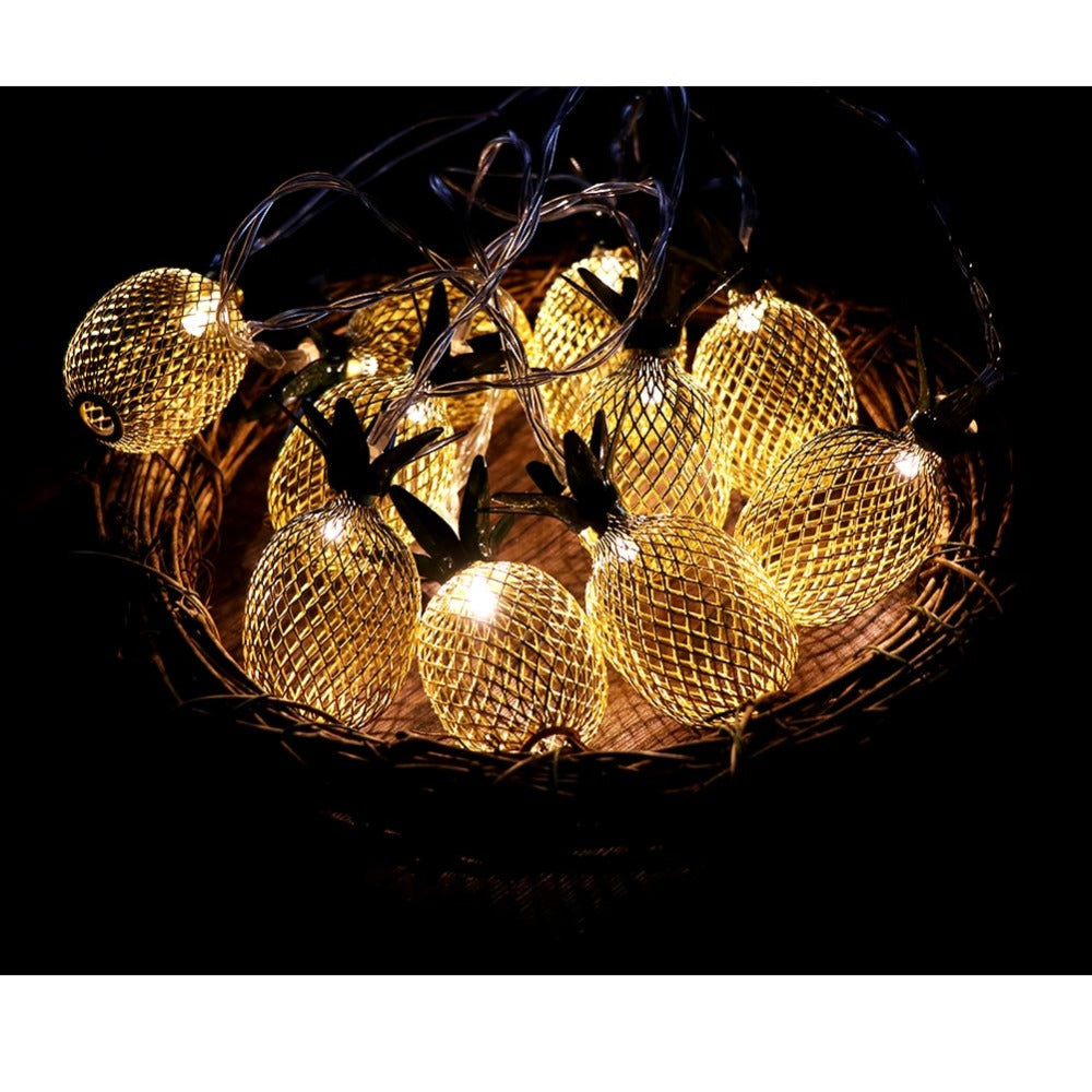 Metal Pineapple Party String Lights Battery Operated (5 feet)