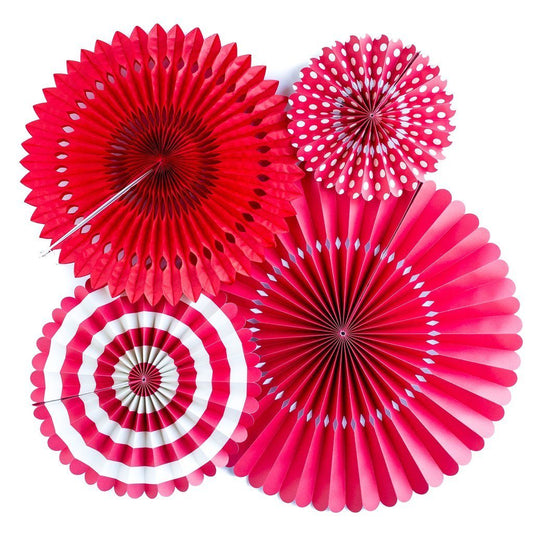 4 ct. - Party Paper Fans (Red)